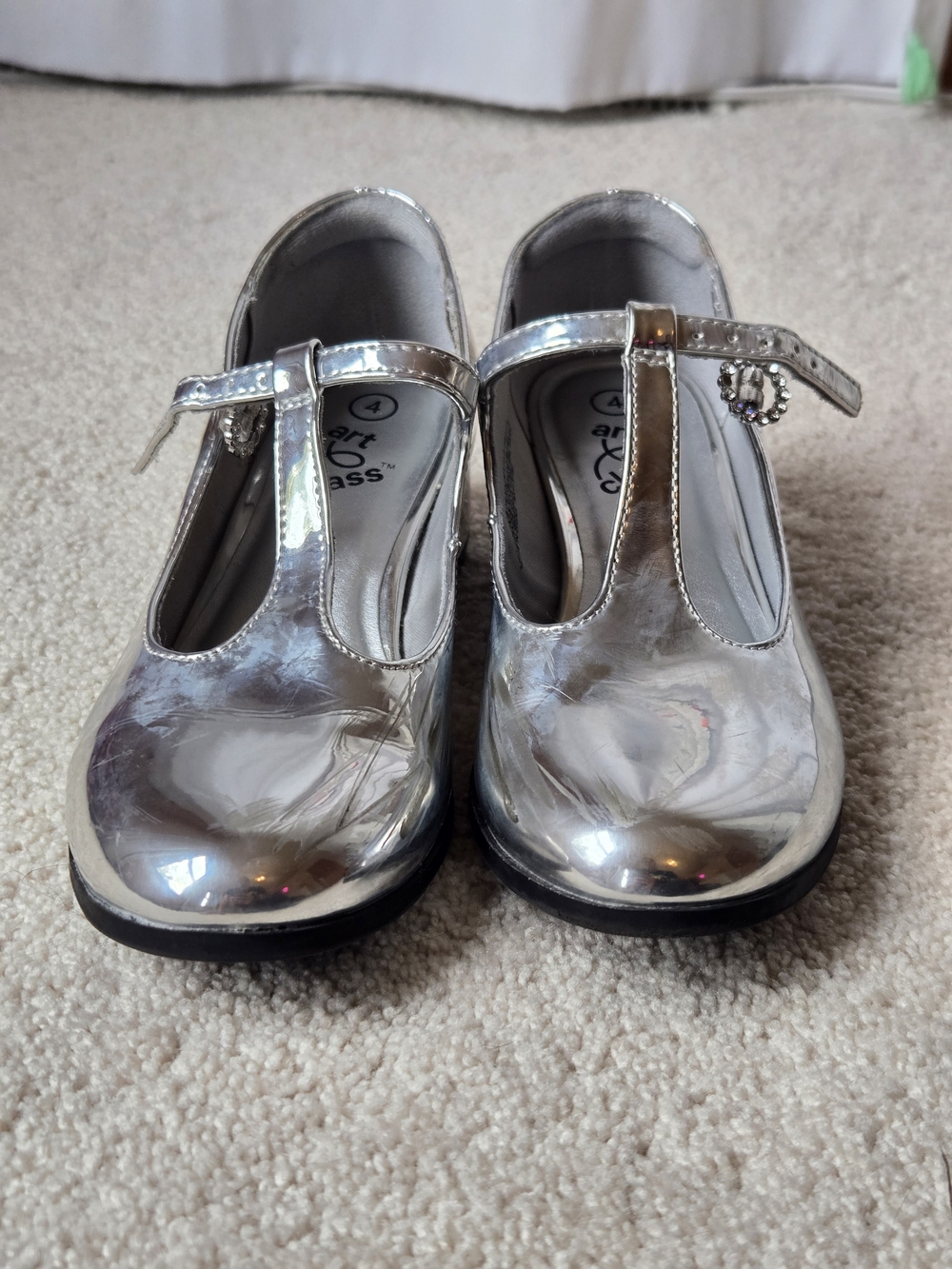 Art Class Silver T-Strap Kids Dress Shoes